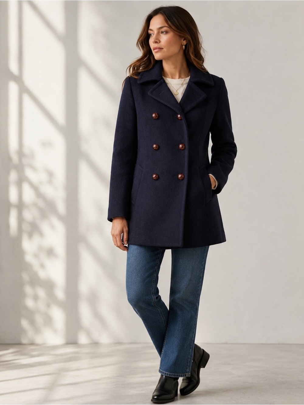 Vintage Mackintosh Navy 100% Wool Peacoat USA Made Union Double Breasted Sz 10